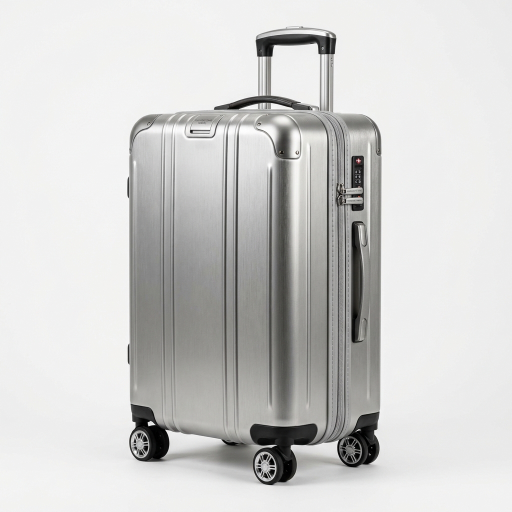 Metallic Silver Spinner Suitcase